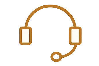 Brown headset with microphone for voice communication (illustration)